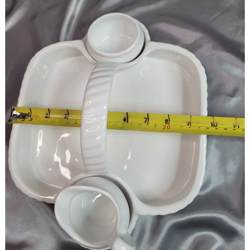 Sur La Table Portugal Ceramic Strawberry Basket Server Set w/ Tray & Cups White